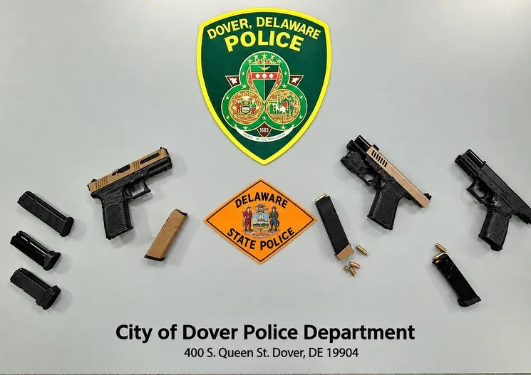 Police investigated a traffic stop in Dover that led to seizures of multiple firearms
