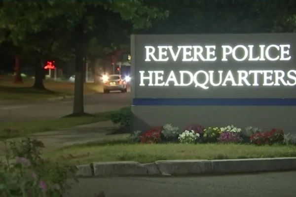 Revere police cruiser parked on a city street during a missing-person response
